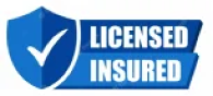 Blue licensed and insured shield badge